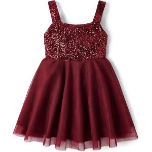 The Children’s Place Girls Dressy Dress, Sleeveless(Redwood Sequin Mesh)