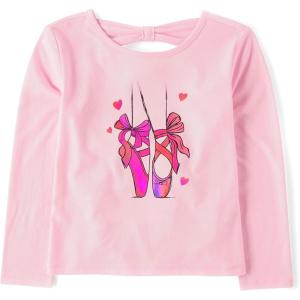 The Children’s Place Girls Long Sleeve Graphic Top with Back Detail(Ballet Shoes)