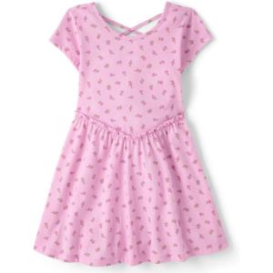 The Children’s Place Girls’ Plaid Stretch Jacquard Short Sleeve Dress(Strawberry Milk)