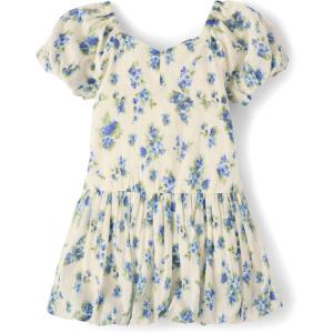 The Children’s Place Girls’ Sleeveless Dressy Bubble Hem Dress(Blue Floral)