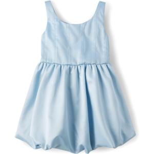 The Children’s Place Girls’ Sleeveless Dressy Bubble Hem Dress(Satin Blue)