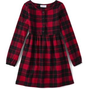 The Children’s Place girls Long Sleeve Casual Dresses(Red Buffalo Plaid)