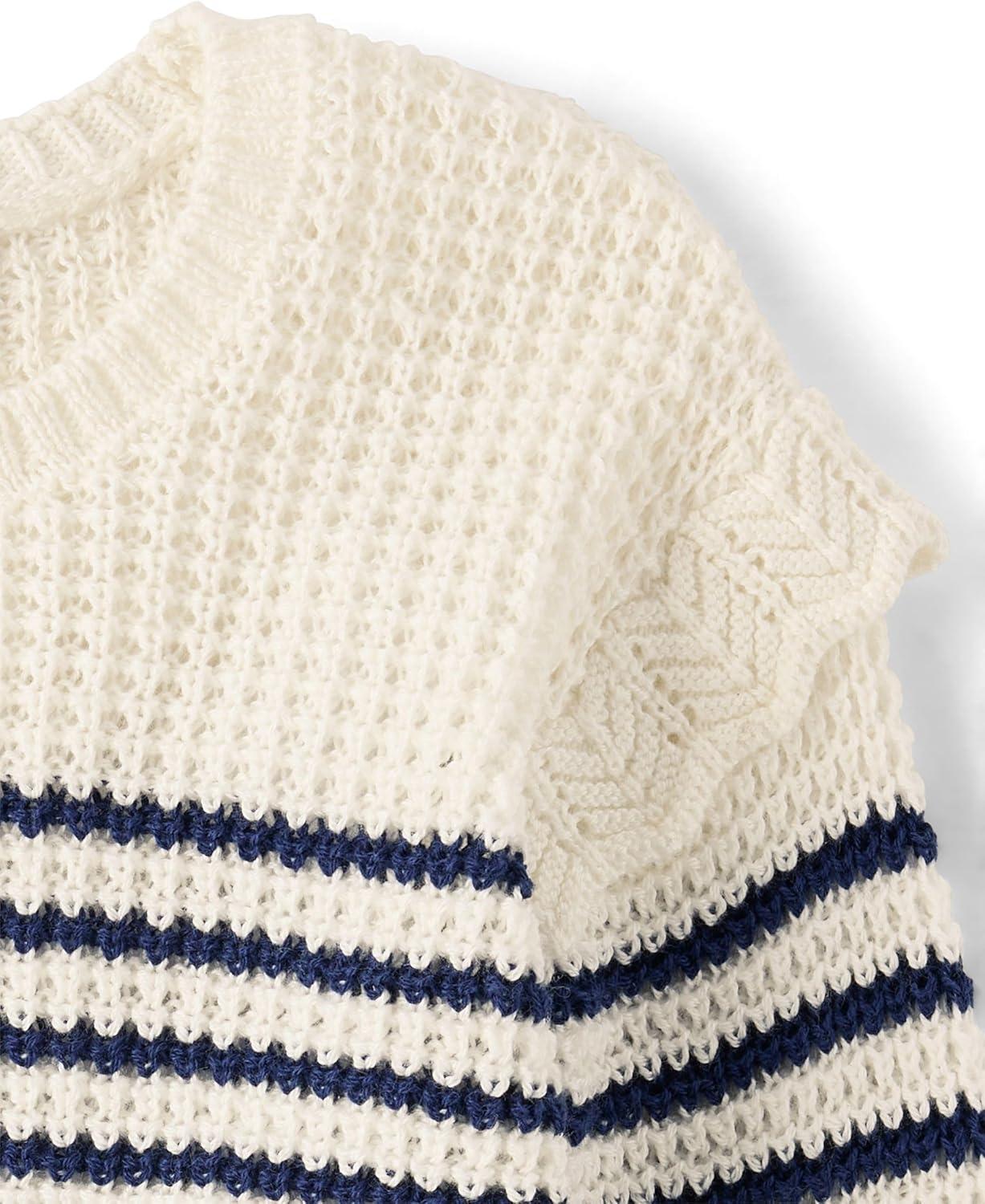 imageThe Childrens Place BabyGirls and Toddler Long Sleeve Crew Neck Pullover SweaterIvory Stripes