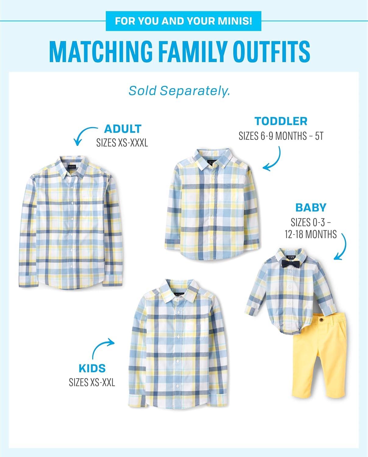 imageThe Childrens Place Boys Long Sleeve Button Down ShirtsBlueYellow Plaid Dad