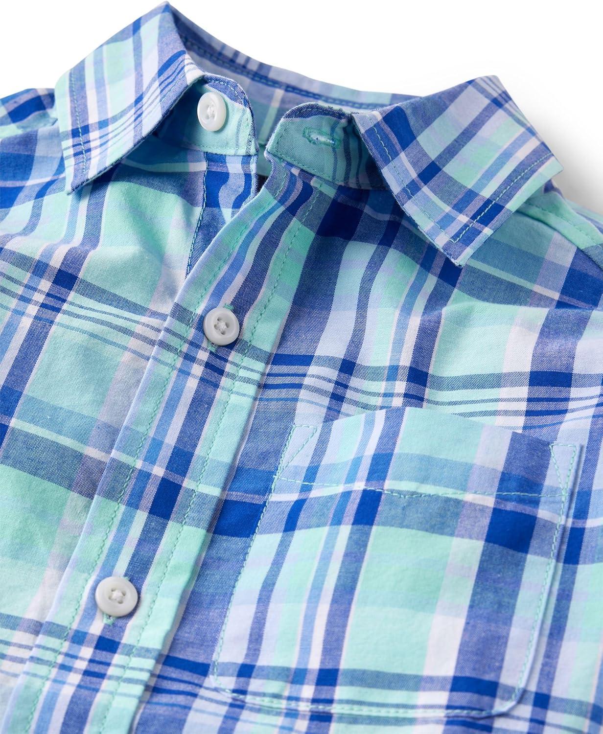 imageThe Childrens Place Boys Long Sleeve Button Down ShirtsMellow Aqua Plaid