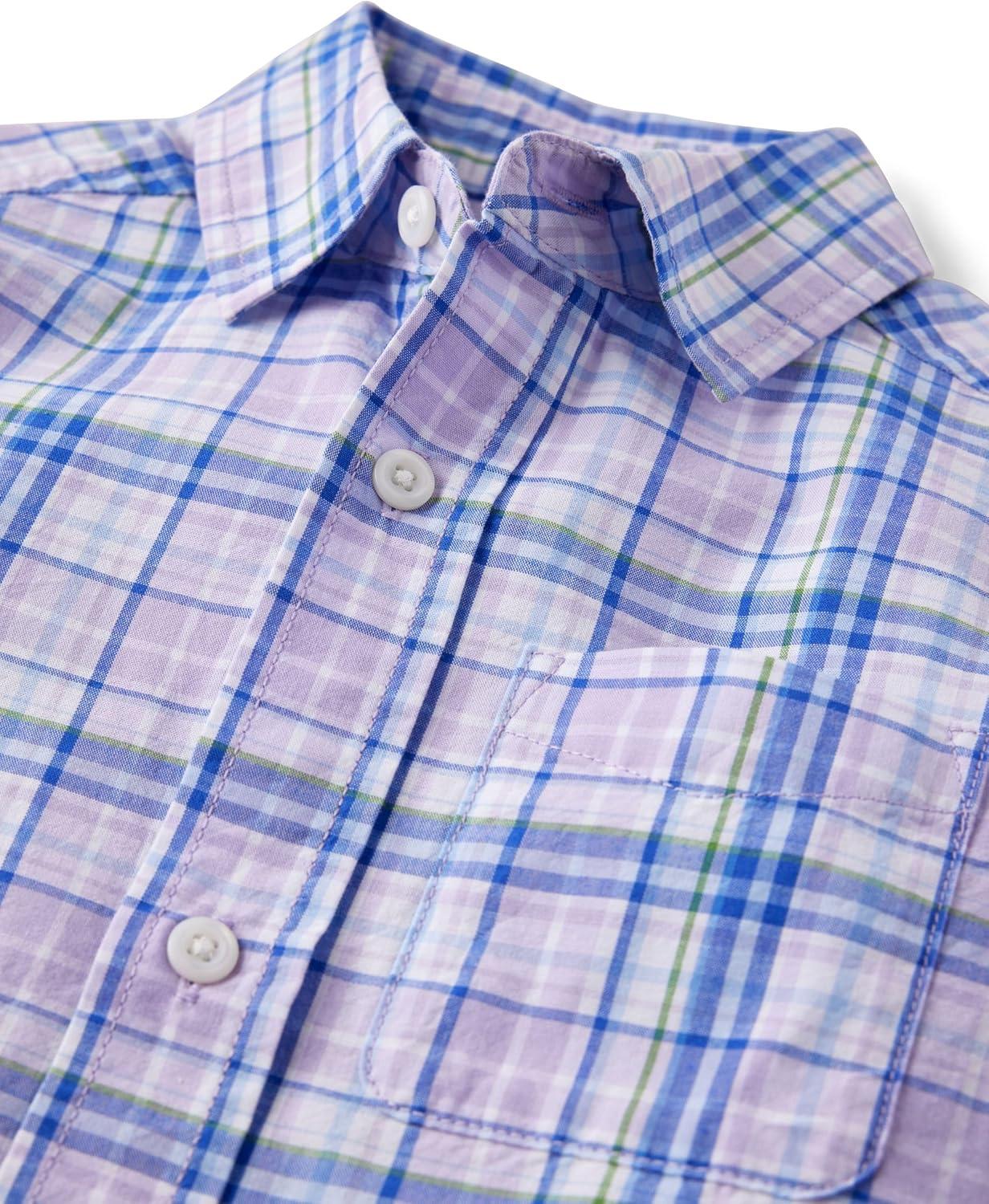 imageThe Childrens Place Boys Long Sleeve Button Down ShirtsPetal Purple Plaid