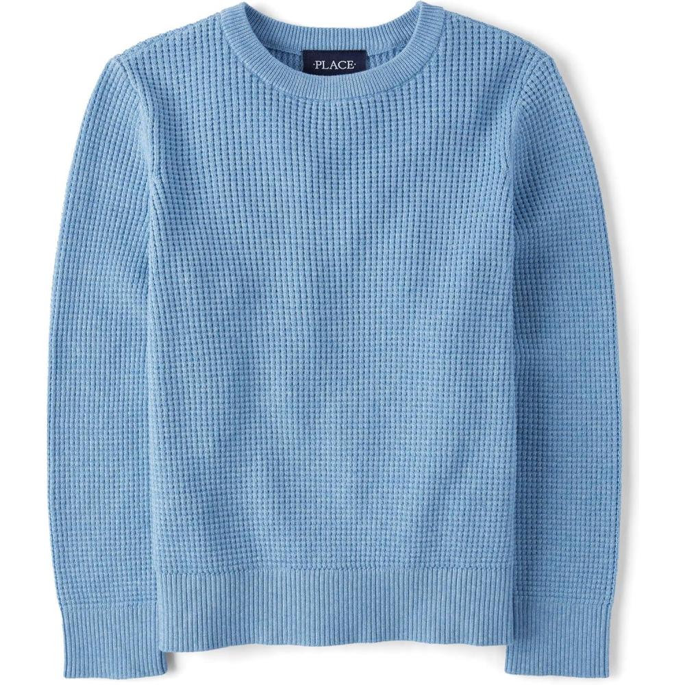 imageThe Childrens Place Boys Long Sleeve Thermal Pullover SweaterPearl Blue