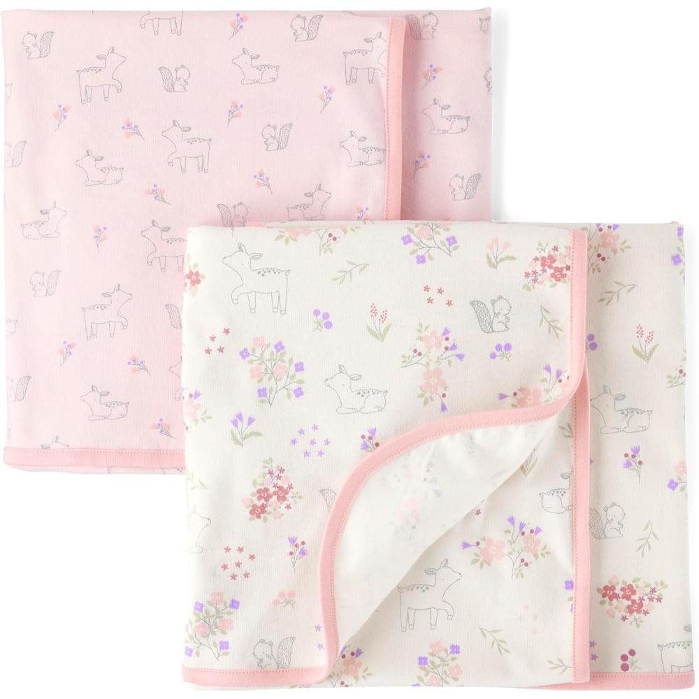 imageThe Childrens Place UnisexBaby and Newborn Swaddle BlanketsWhite Daisy 2pack