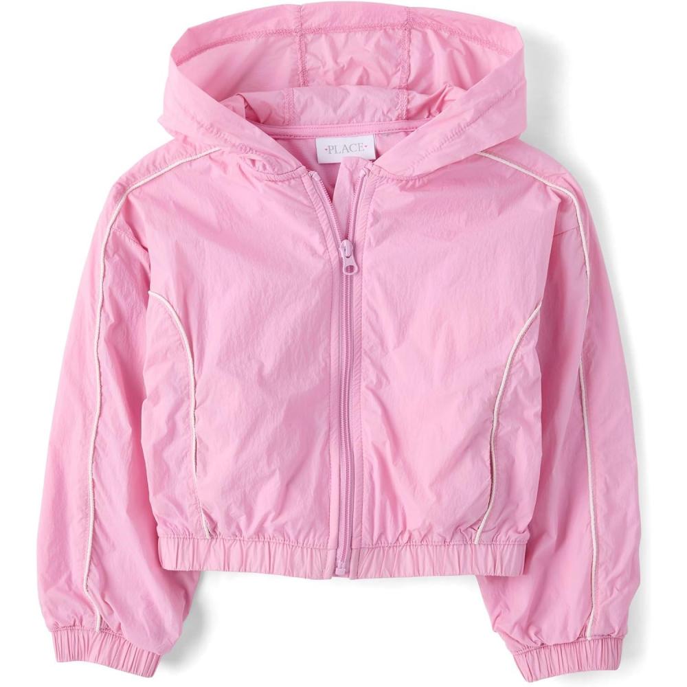 imageThe Childrens Place girls Active Long Sleeve Contrast Windbreaker JacketStrawberry Milk
