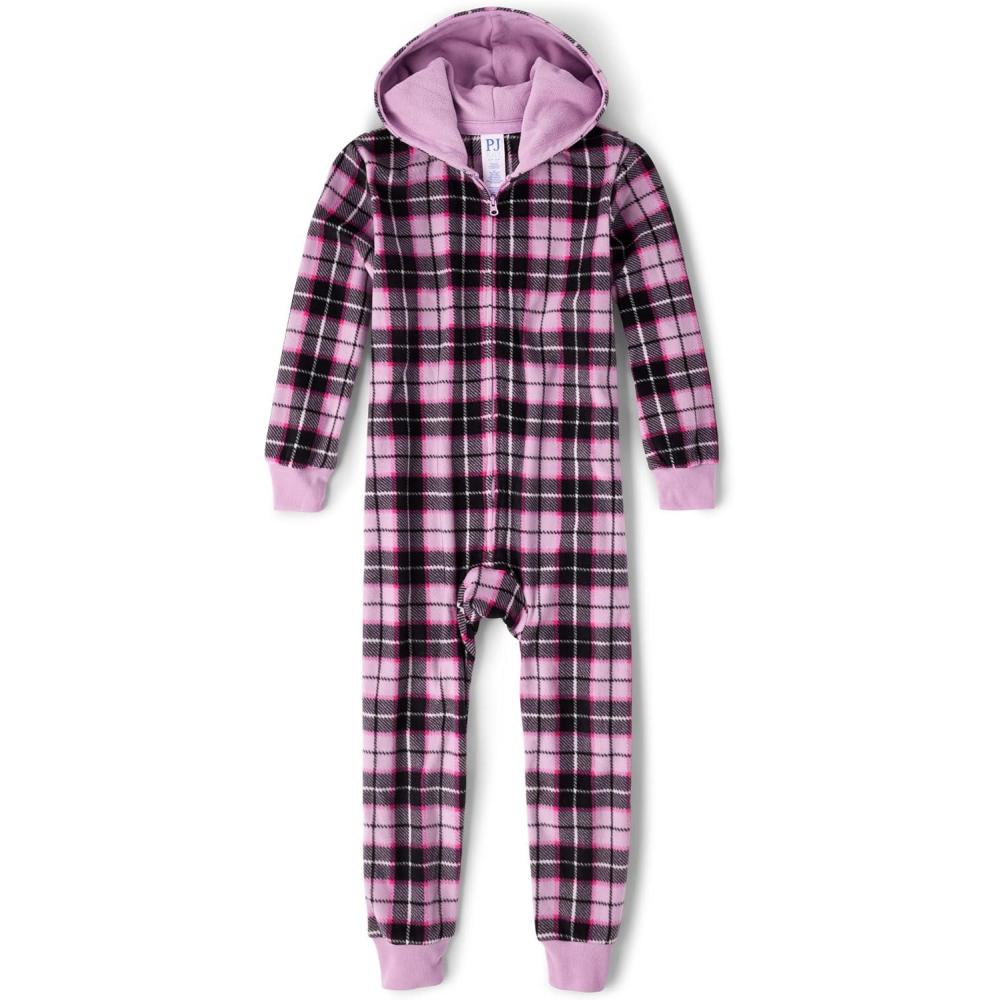 imageThe Childrens Place girls Long Sleeve Fleece Zip Up One Piece PajamaLilac Luster