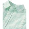 The Children’s Place Baby Boys’ and Toddler Poplin Long Sleeve Button Down Shirt(Mint Plaid)
