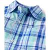 The Children’s Place Boys Long Sleeve Button Down Shirts(Mellow Aqua Plaid)
