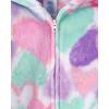 The Children’s Place girls Long Sleeve Fleece Zip Up One Piece Pajama(White Hearts)