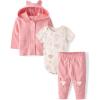 The Children’s Place Unisex Baby And Newborn 3 Piece Set, Long Sleeve Jacket,short Sleeve Bodysuit, and Pant(White Daisy)