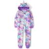The Children’s Place girls Long Sleeve Fleece Zip Up One Piece Pajama(Foil Unicon)