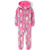 The Children’s Place girls Long Sleeve Fleece Zip Up One Piece Pajama(Neon Peony Food)