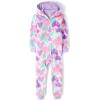 The Children’s Place girls Long Sleeve Fleece Zip Up One Piece Pajama(White Hearts)
