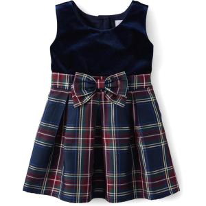 The Children’s Place Baby-Girls and Toddler Dressy Dress, Short Sleeve(Navy Plaid)