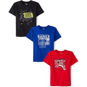 The Children’s Place Boys Gamer,Sports Short Sleeve Graphic T-Shirts,3 Pack(Gamer/Game Mode/Power Up)