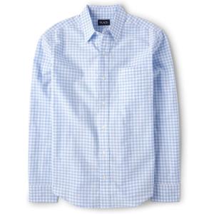 The Children’s Place Boys Long Sleeve Button Down Shirts(Light Blue Gingham – Dad)