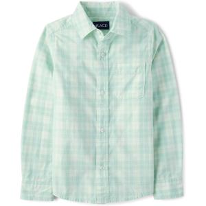 The Children’s Place Boys Long Sleeve Button Down Shirts(Mint Cream)