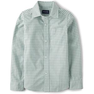 The Children’s Place Boys Long Sleeve Button Down Shirts(Mint Taffy)
