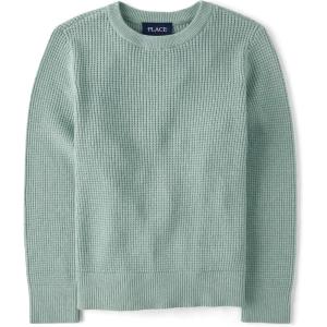The Children’s Place Boys Long Sleeve Thermal Pullover Sweater(Mint Taffy)