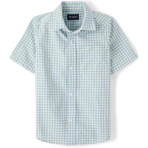 The Children’s Place Boys Short Sleeve Button Down Shirt(Celery Foam)