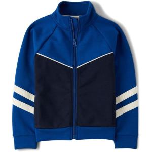 The Children’s Place Boys’ and Toddler Active Long Sleeve Scuba Zip Front Jacket(Huron Blue)