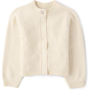The Children’s Place Girls Long Sleeve Knit Button Front Cardigan(White Daisy Jewel)