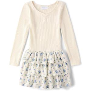The Children’s Place Girls Tutu Dress, Long Sleeve(White Floral)