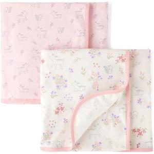 The Children’s Place Unisex-Baby and Newborn Swaddle Blankets(White Daisy 2-pack)