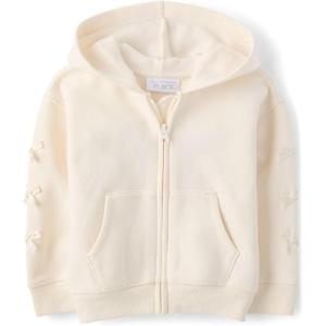 The Children’s Place baby-girls And Toddler Active Premium Fleece Zip Up Sweatshirt(White Bows)