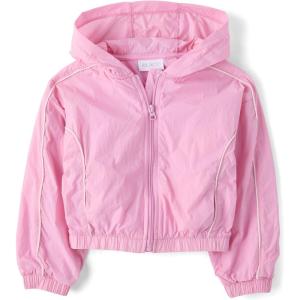 The Children’s Place girls Active Long Sleeve Contrast Windbreaker Jacket(Strawberry Milk)