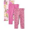 The Children’s Place Baby-Girls and Toddler Printed Leggings, Multipacks(French Rose Floral 3-pack)