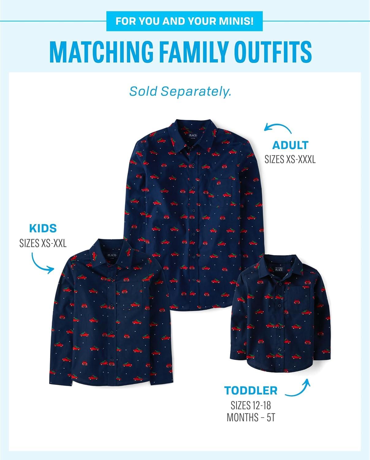 imageThe Childrens Place Big Boys Long Sleeve Poplin Button Down ShirtHoliday Truck Print