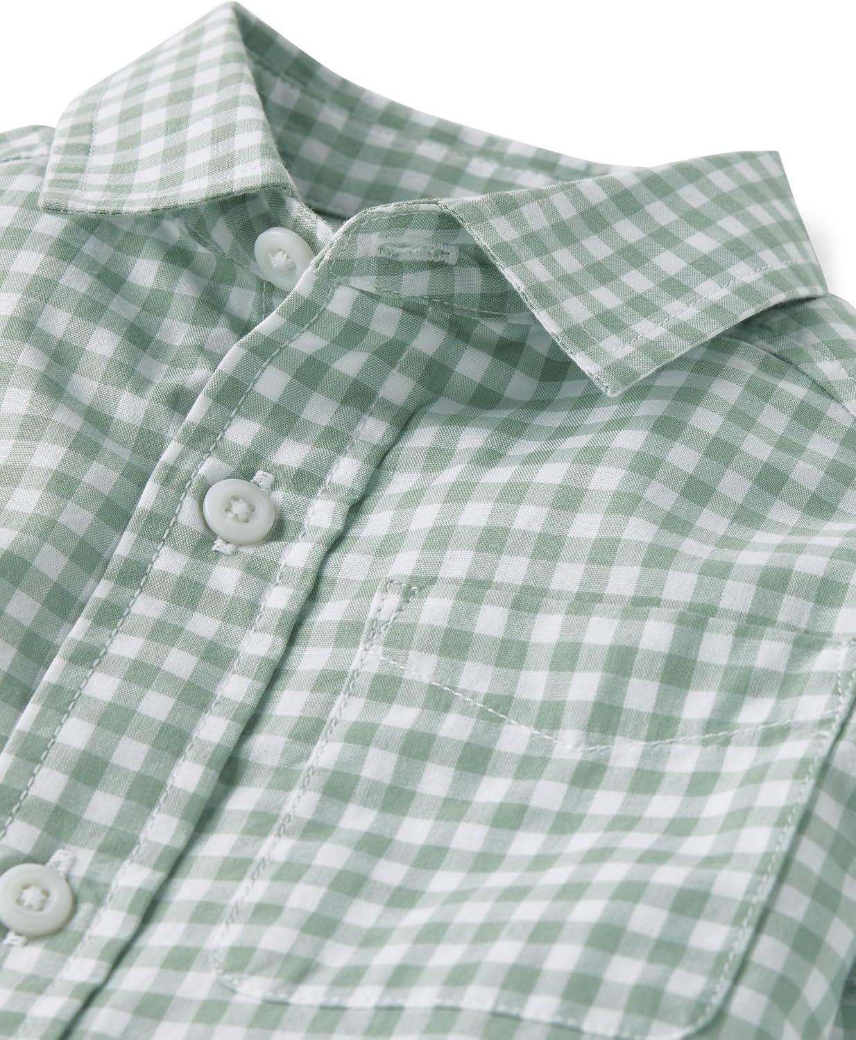 imageThe Childrens Place Big Boys Long Sleeve Poplin Button Down ShirtMint Gingham