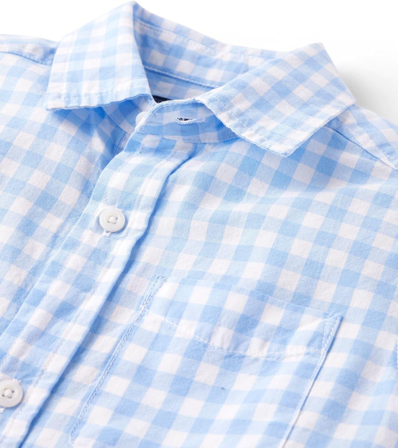 imageThe Childrens Place Boys Short Sleeve Poplin Button Down ShirtBreeze Gingham