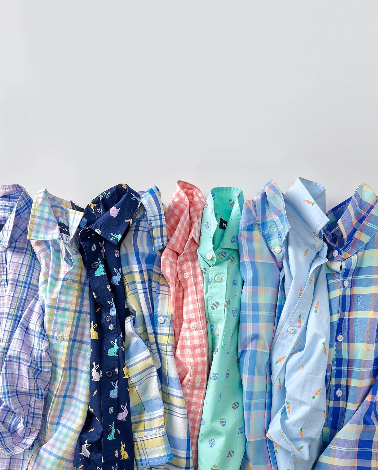 imageThe Childrens Place Boys Short Sleeve Poplin Button Down ShirtCherry Gingham