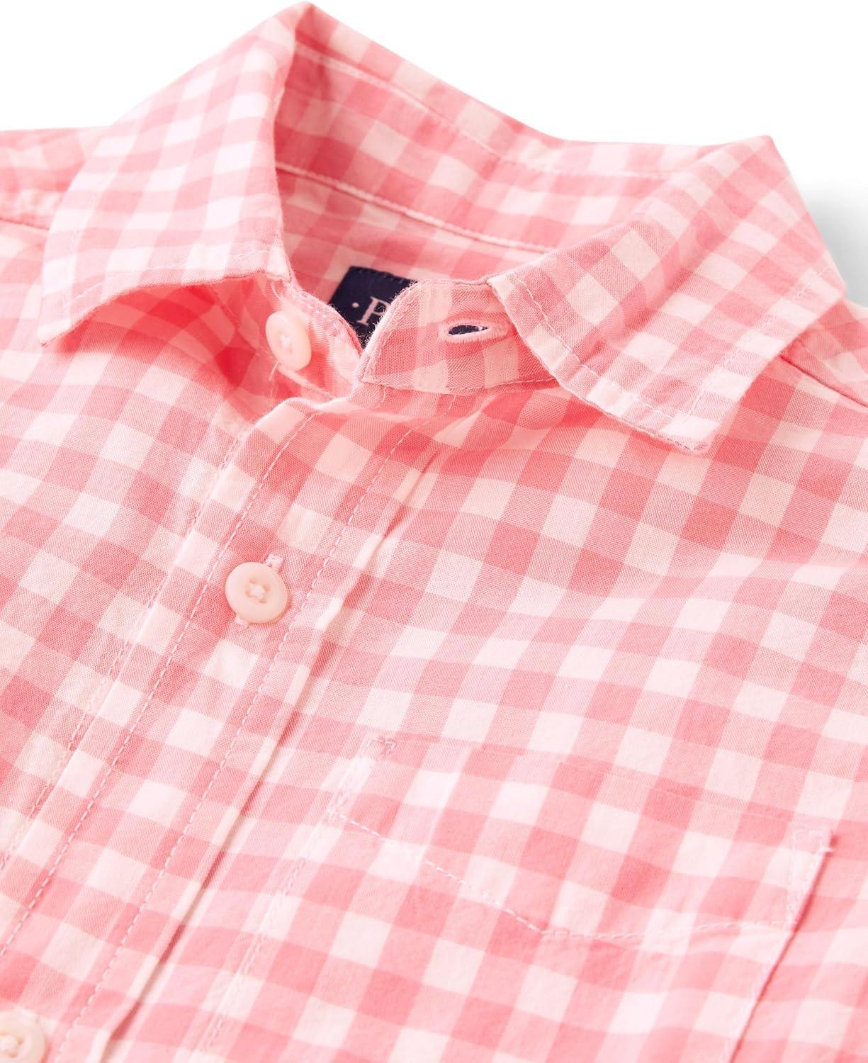 imageThe Childrens Place Boys Short Sleeve Poplin Button Down ShirtCherry Gingham