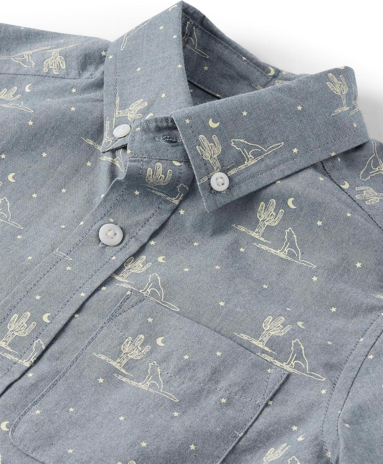 imageThe Childrens Place Boys Short Sleeve Poplin Button Down ShirtFederal Blue