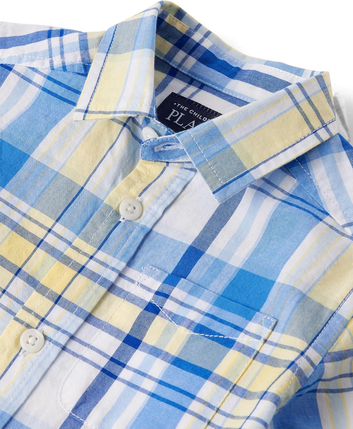 imageThe Childrens Place Boys and Toddler Poplin Long Sleeve Button Down ShirtSun Valley Plaid