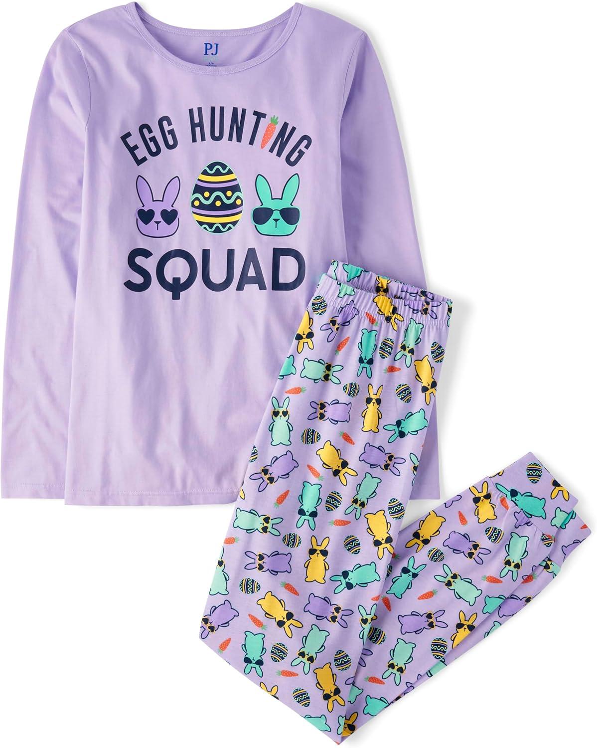 imageThe Childrens Place Easter Family Matching Snug Fit Cotton PajamasLavendar Egg Hunting Squad