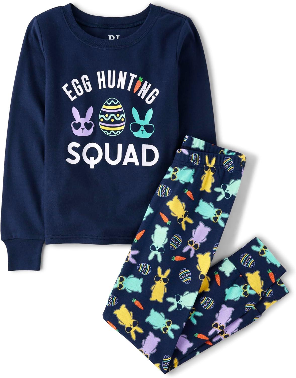 imageThe Childrens Place Easter Family Matching Snug Fit Cotton PajamasNavy Egg Hunting Squad