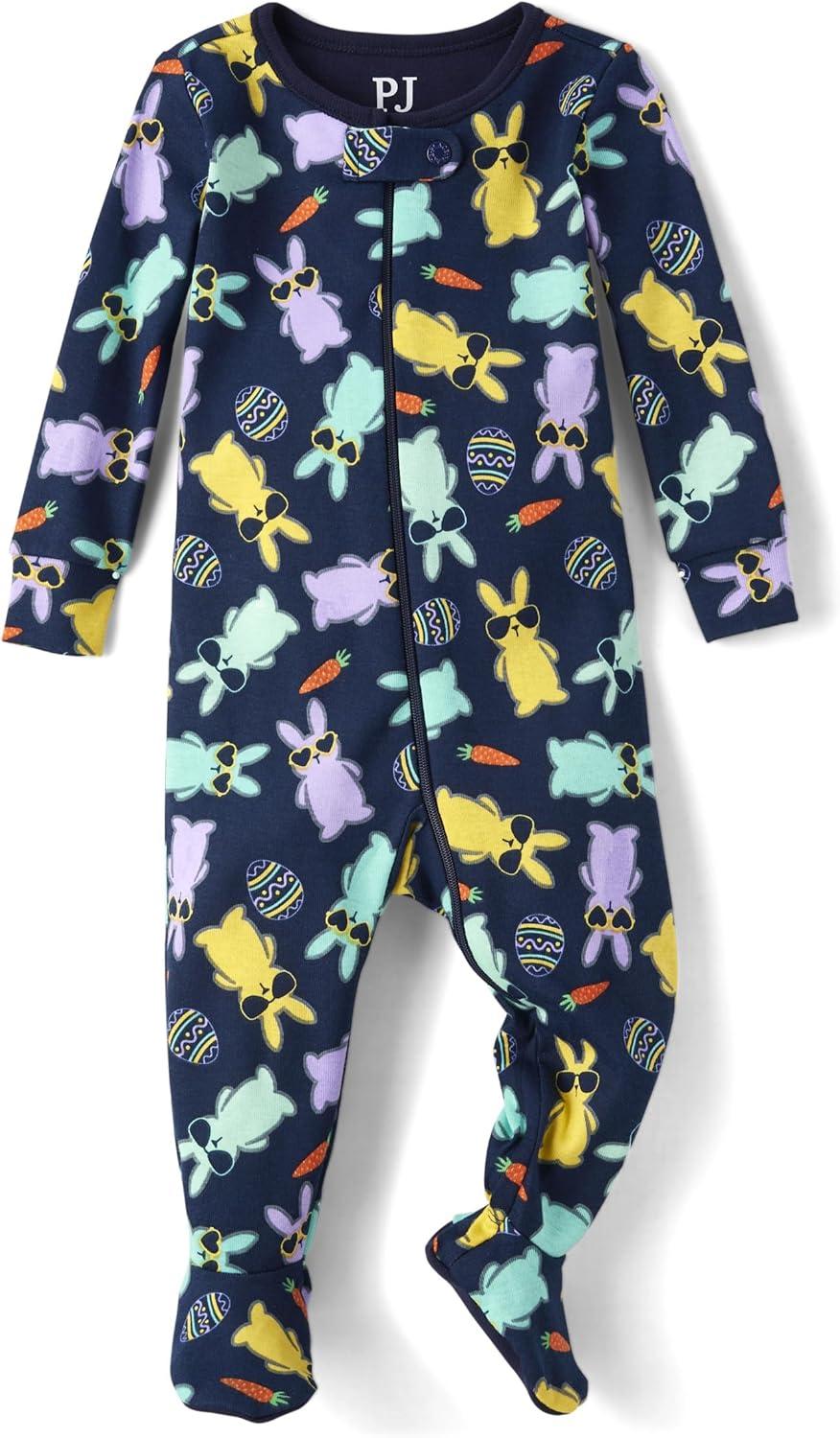 imageThe Childrens Place Easter Family Matching Snug Fit Cotton PajamasNavy Egg Hunting Squad