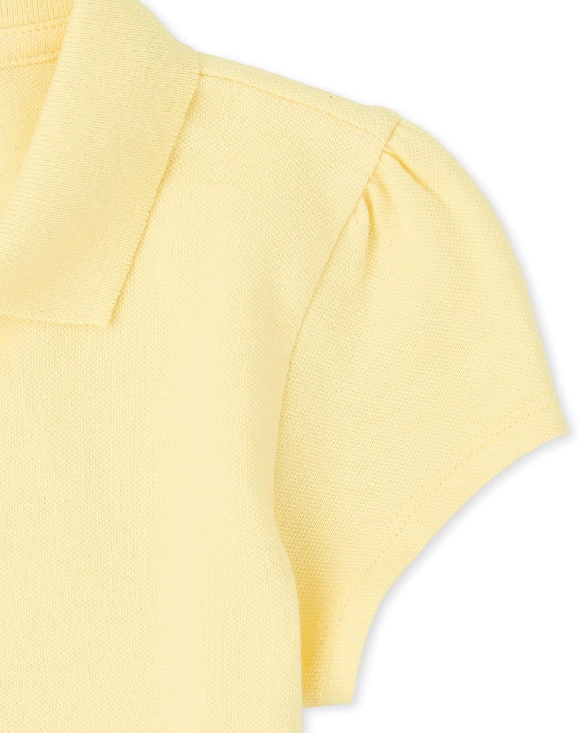 imageThe Childrens Place Girls Short Sleeve Ruffle Pique Polo ShirtPale Sun