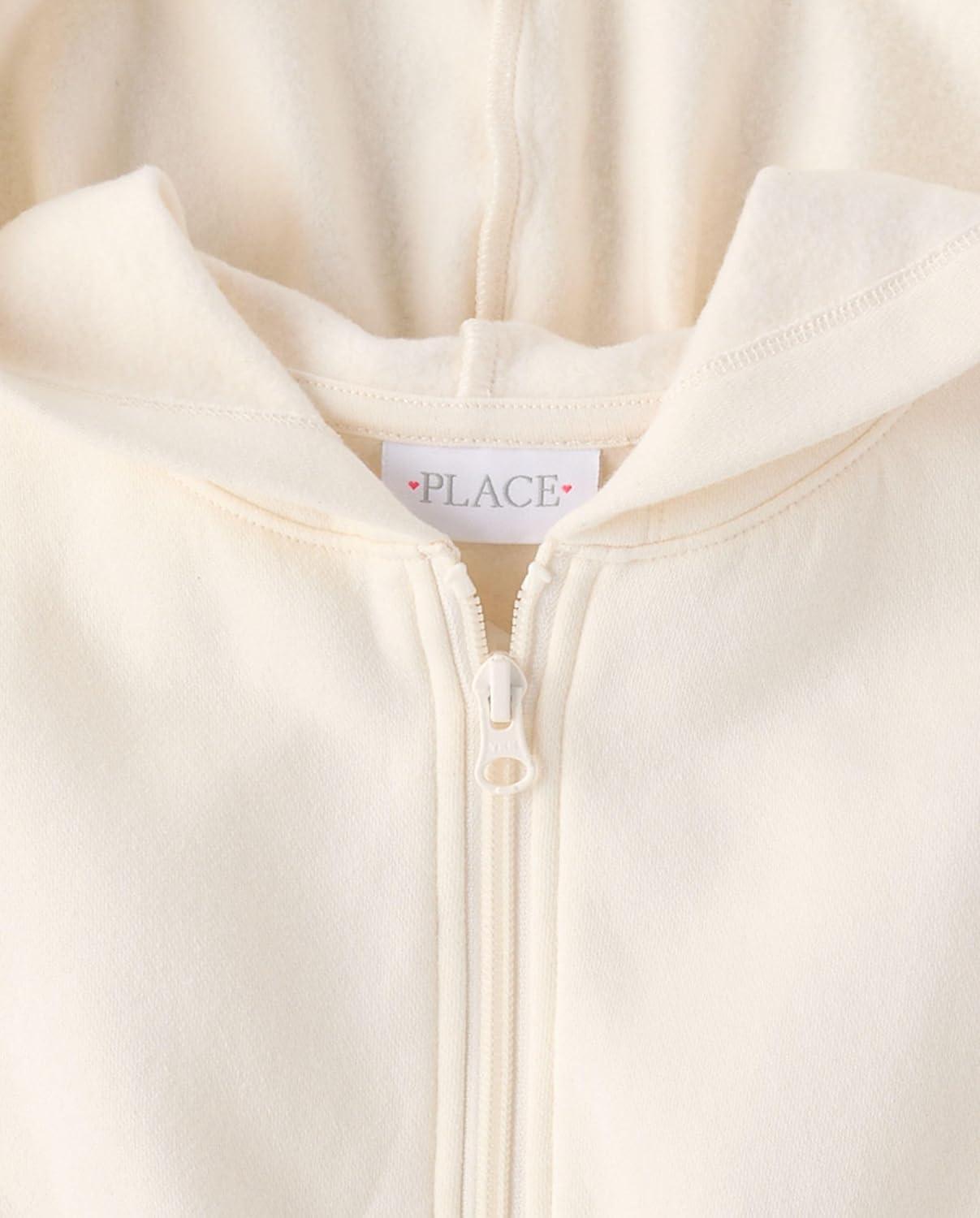 imageThe Childrens Place girls Active Long Sleeve Premium Fleece Hooded Zip UpWhite Daisy