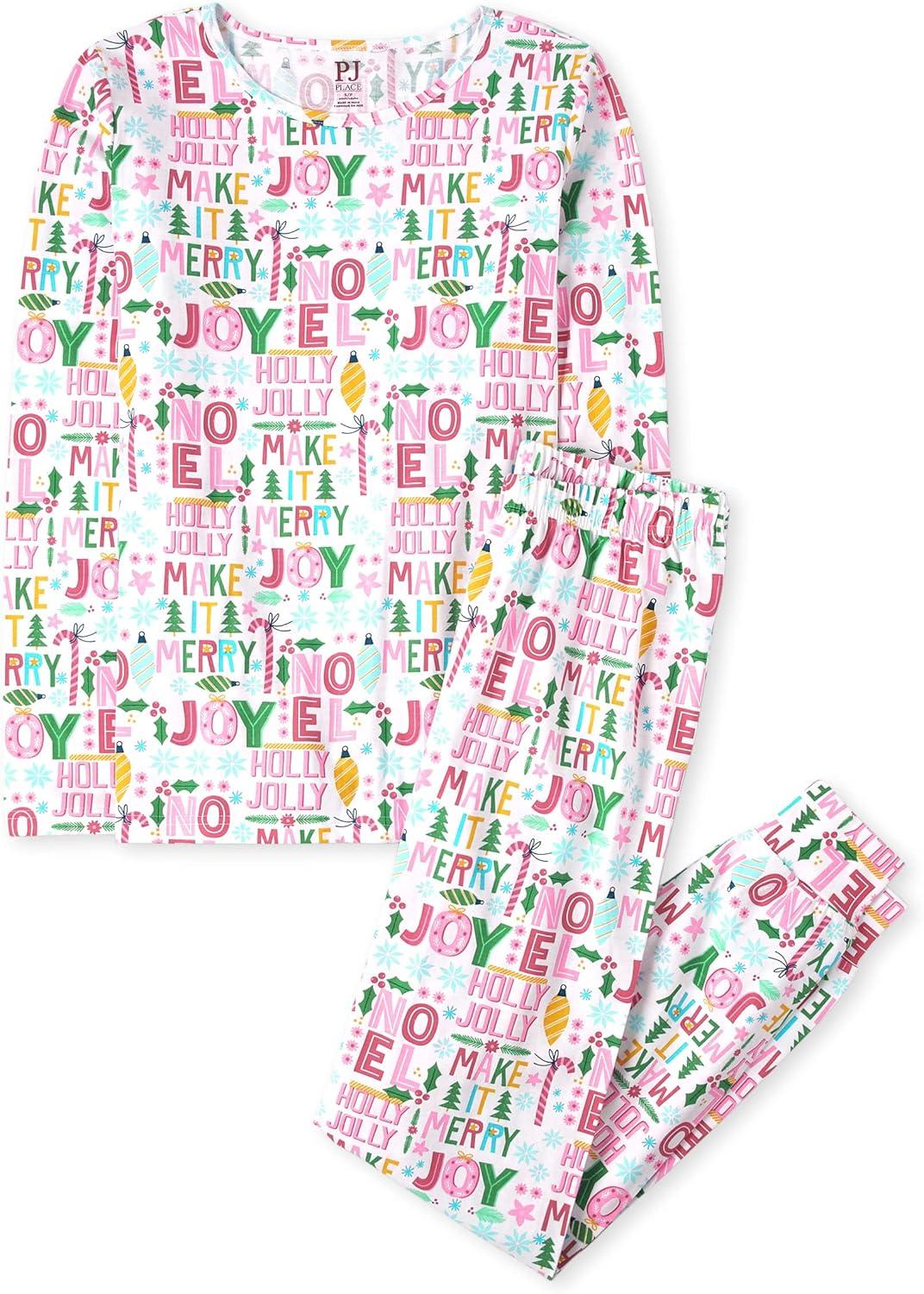 imageThe Childrens Place unisexbaby Family Matching Christmas and Holiday Pajama Sets CottonMerry Joy Pink