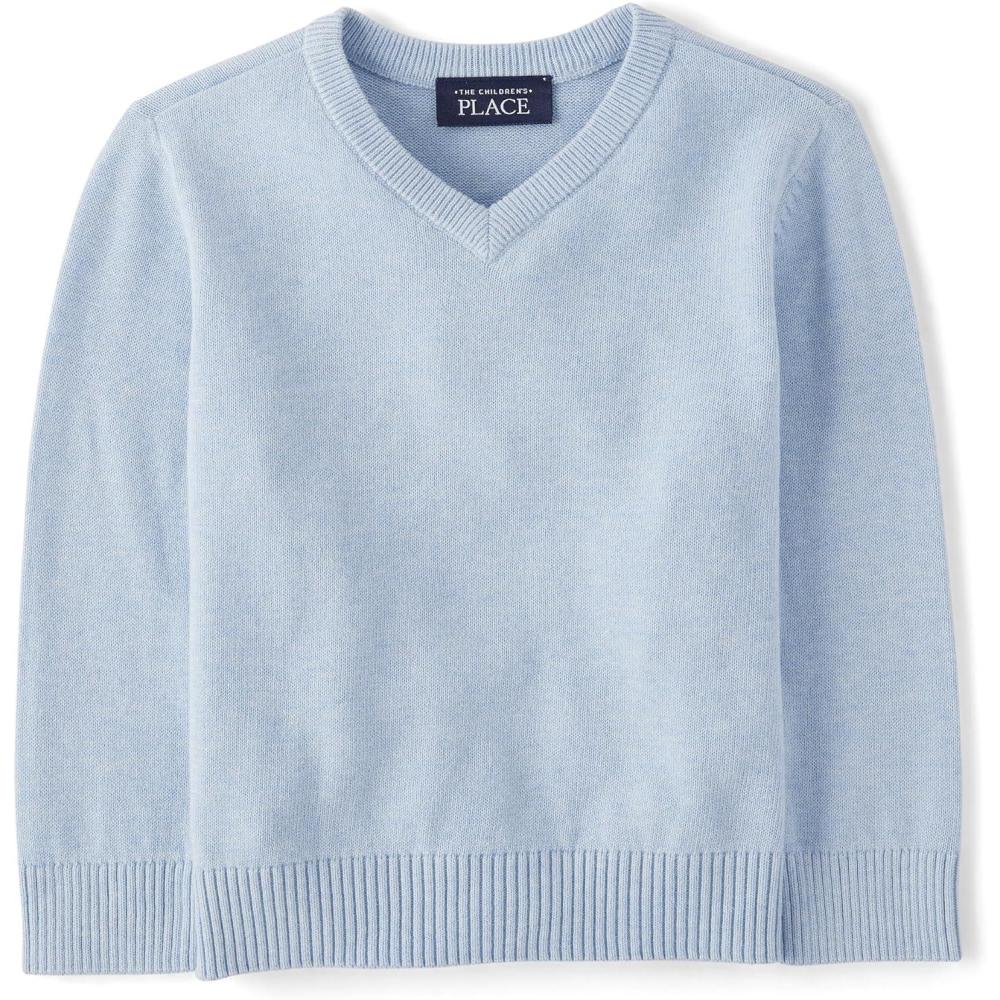 imageThe Childrens Place BabyBoys and Toddler Long Sleeve VNeck Pullover SweaterMellow Aqua Vneck