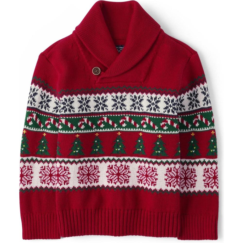 imageThe Childrens Place BabyBoys and Toddler Long Sleeve VNeck Pullover SweaterRed